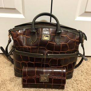 Dooney & Bourke Crocodile Embossed Handbag with Matching Wallet